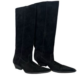 Michael Kors Suede Knee High Western Cowboy Boots Black 6.5M